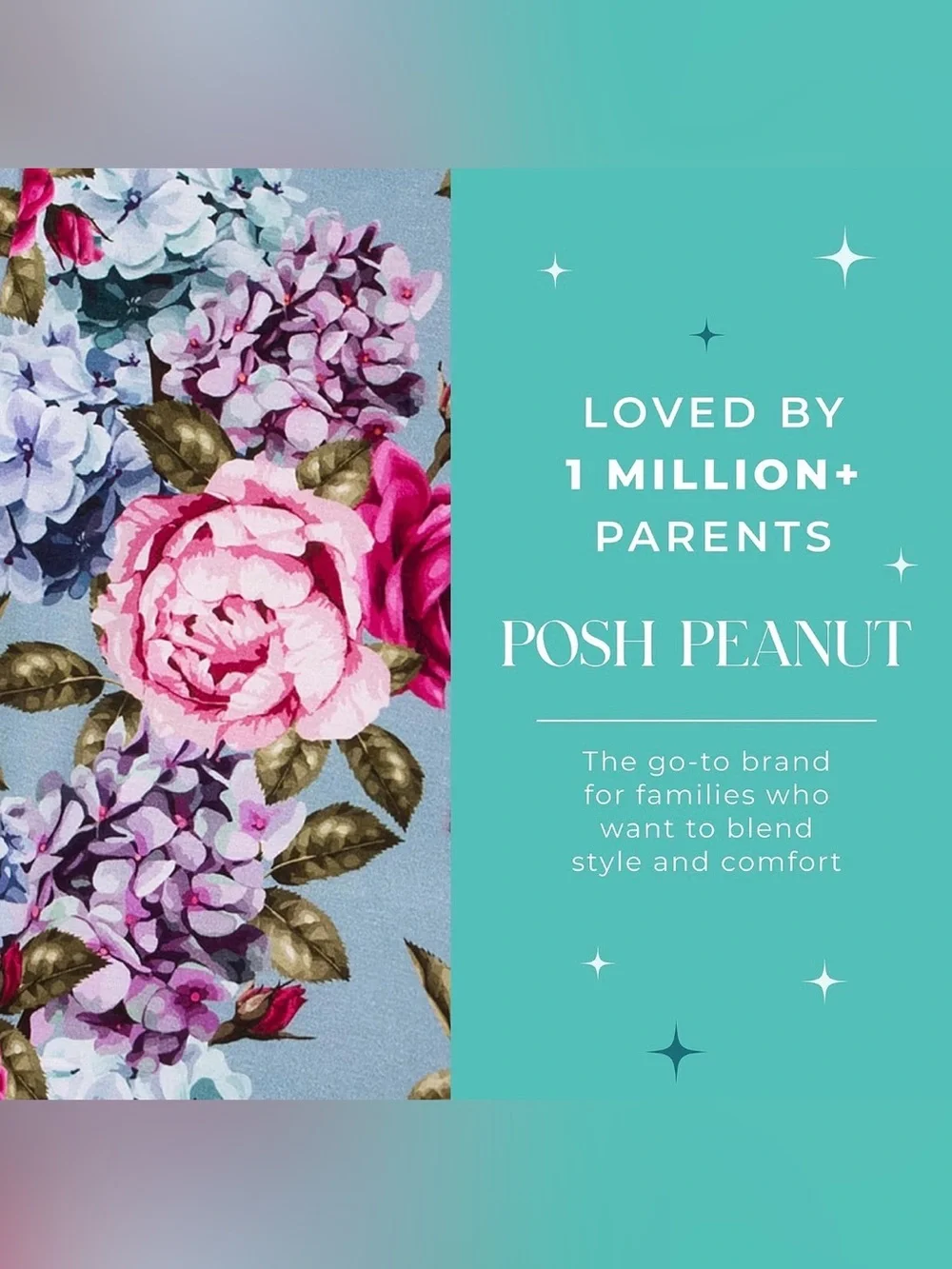 NWT POSH PEANUT Girls Pajama Set - Blue with Pink Rose Print